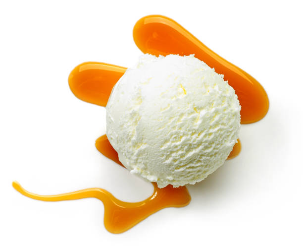 istock vanilla ice cream decorated with caramel sauce 1090251856