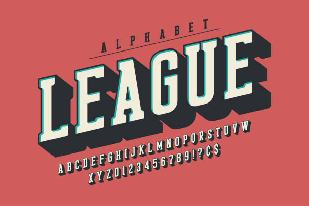 알파벳, 서체, 글꼴의 멋진 벡터 3d 디자인 - leagues stock illustrations