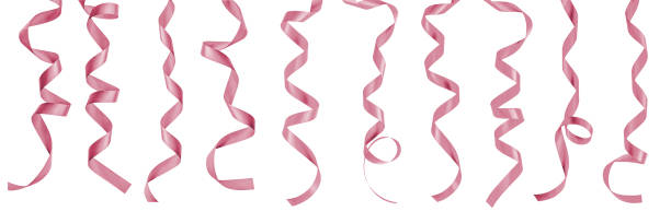 istock Rose gold pink satin bow ribbon scroll set isolated on white background with clipping path for Christmas and wedding card design decoration element 1090262326