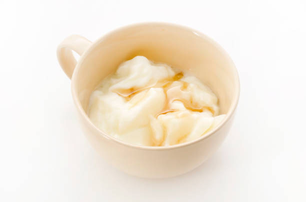 Yogurt with oligosaccharide in Soup cup on white background