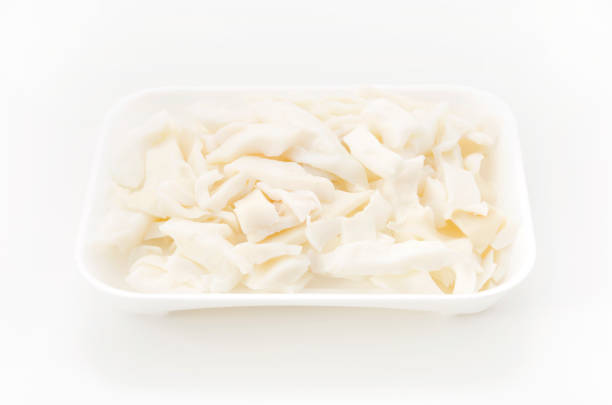 istock Boiled squid in foam tray on white background 1090288410