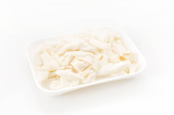 istock Boiled squid in foam tray on white background 1090288424