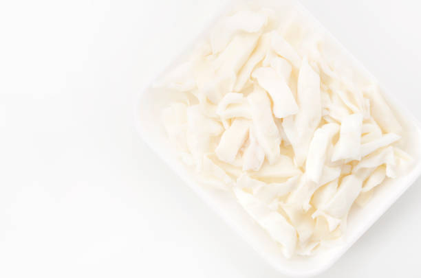istock Boiled squid in foam tray on white background 1090289436