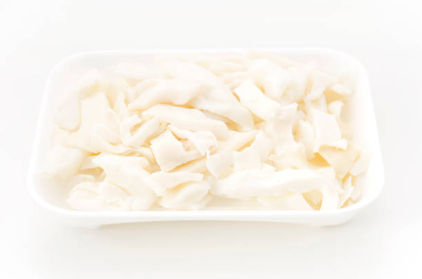 istock Boiled squid in foam tray on white background 1090289742