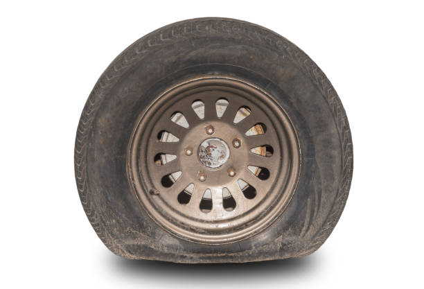 istock Flat car tires that are separated from the white background 1090290040