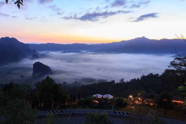 istock Clouds and mist covered at the top of the mountain. 1090290152