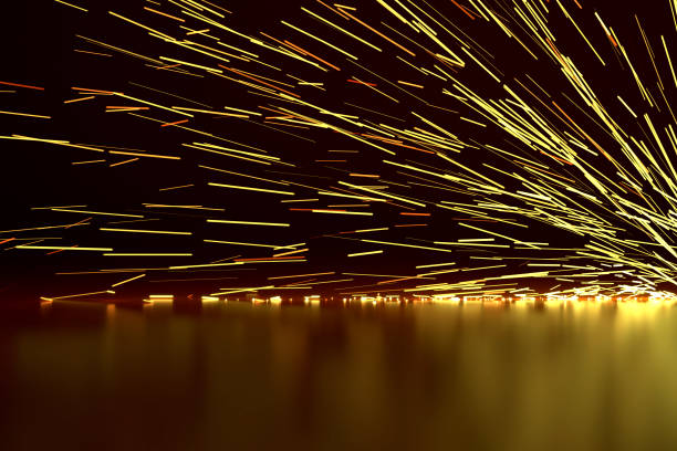 welding sparks fire particles background 3D illustration