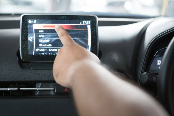 istock Hands are touching the LCD in the car 1090298116