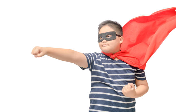 istock Fat child plays superhero isolated 1090299974