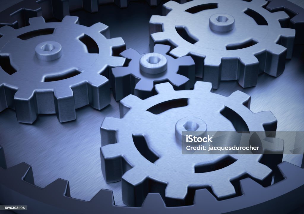 Mechanical Gears 3d Model Stock Photo - Download Image Now - Backgrounds,  Blue, Engine - iStock