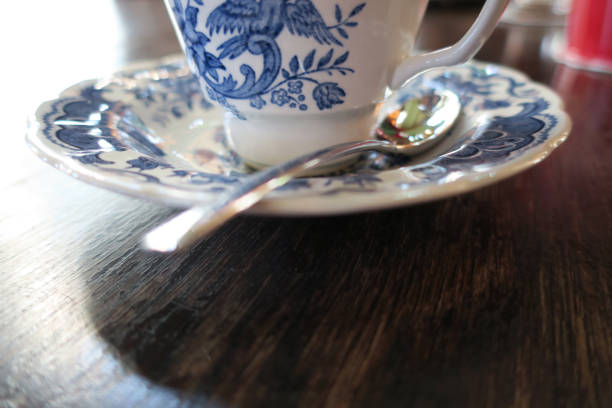 istock hot espresso in vintage style cup on wood table top 1090309814