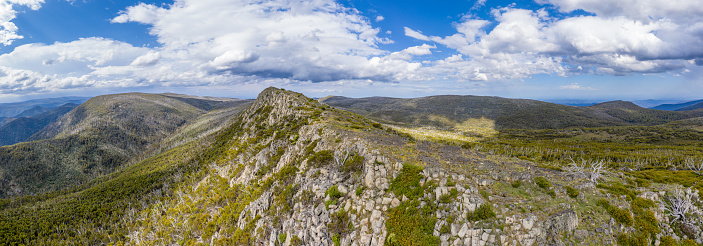 Victorian high country Panorama, Spion Kopje, at Millers hut