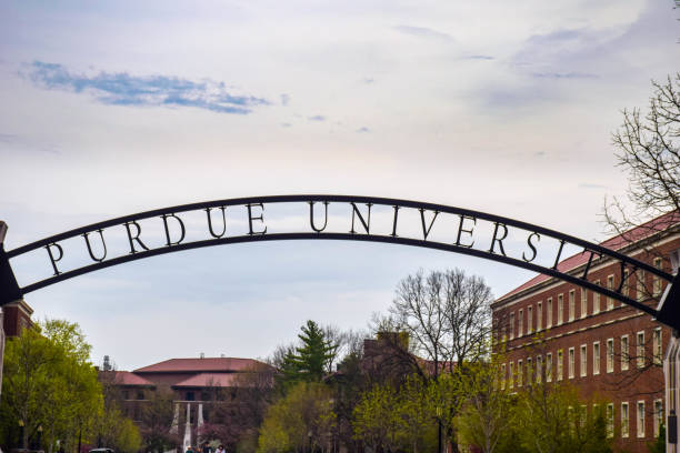"Gateway to the Future" arch at Purdue University stock photo