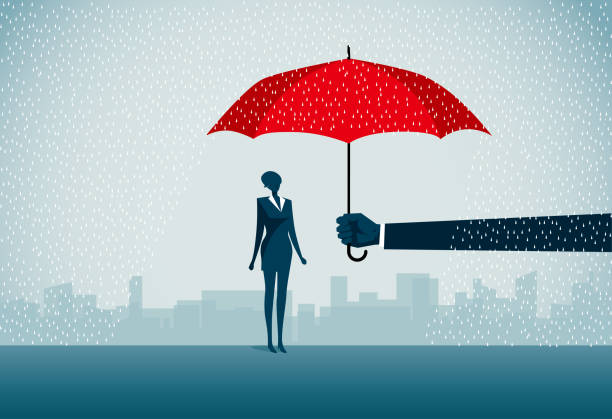 ilustraciones, imágenes clip art, dibujos animados e iconos de stock de asistencia - safety business umbrella parasol