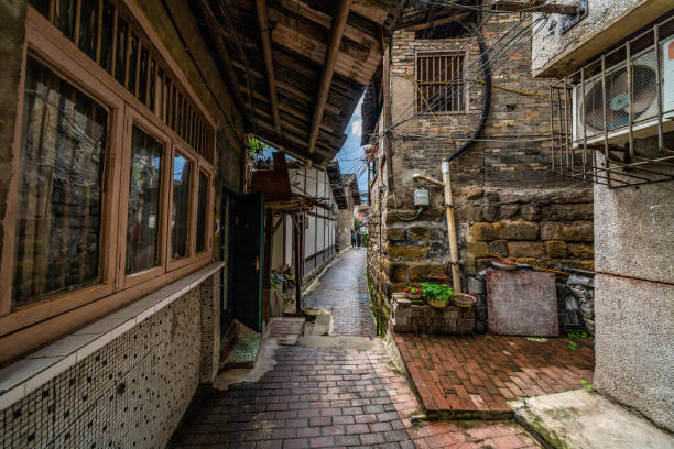 Traditional Chinese architecture in a small alley at Ciqikou ancient town on September 20, 2018 in Chongqing
