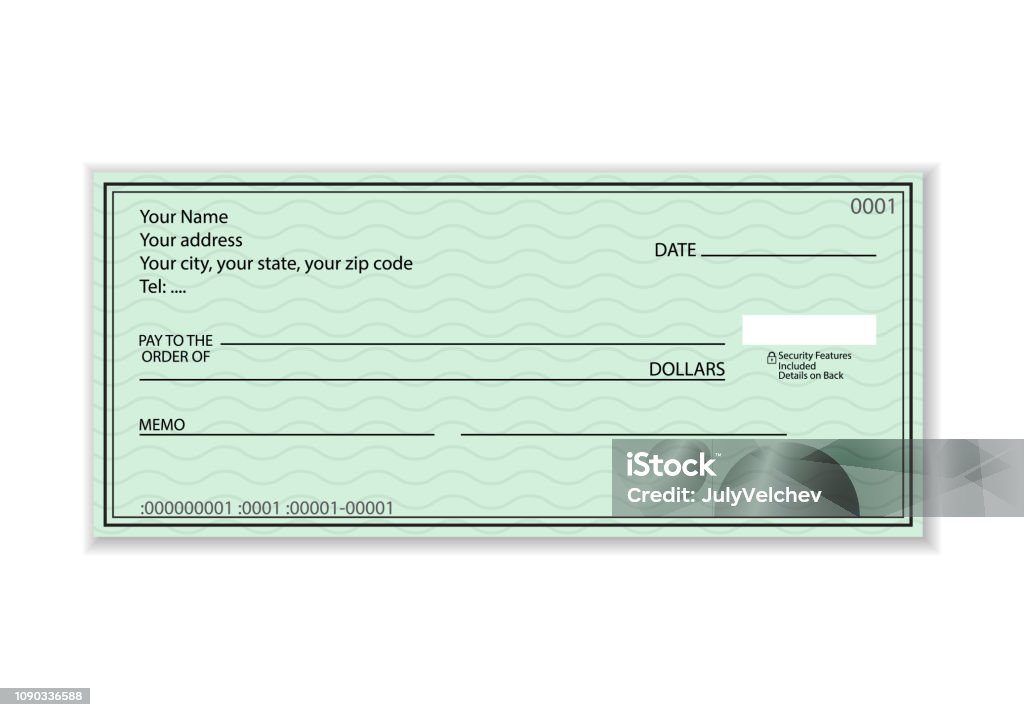 Bank check Bank check on a white background. Vector illustration. Check - Financial Item stock vector