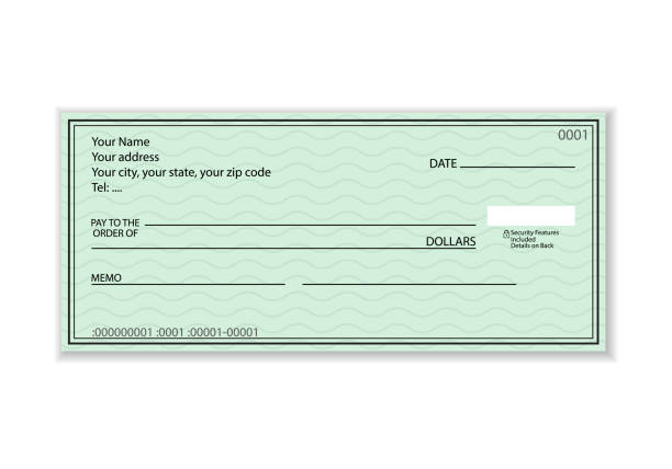 Bank check Bank check on a white background. Vector illustration. check financial item stock illustrations