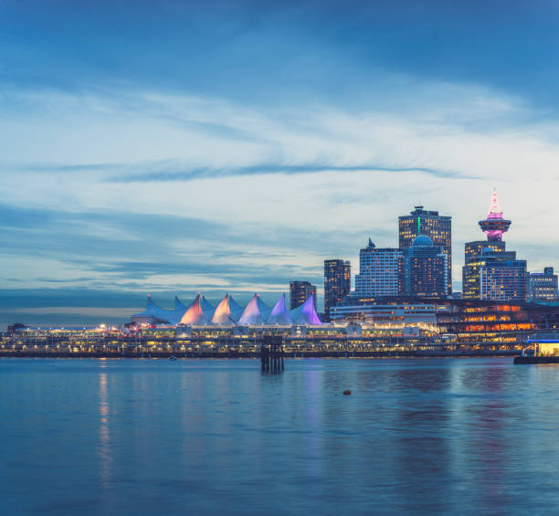view of buildings across Burrard Inlet,Vancouver,Canada.