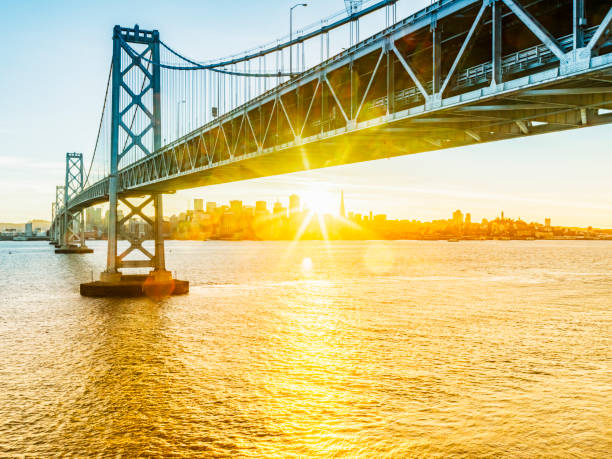 istock Bay Bridge with San Francisco skyline against sunlight 1090343316