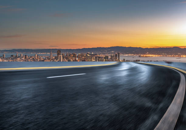 istock the motor racing track,san francisco skyline in the background 1090344576