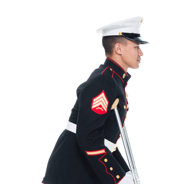istock US Marine in uniform with cruches 1090349110