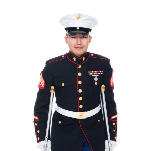 istock US Marine in uniform with cruches 1090349198
