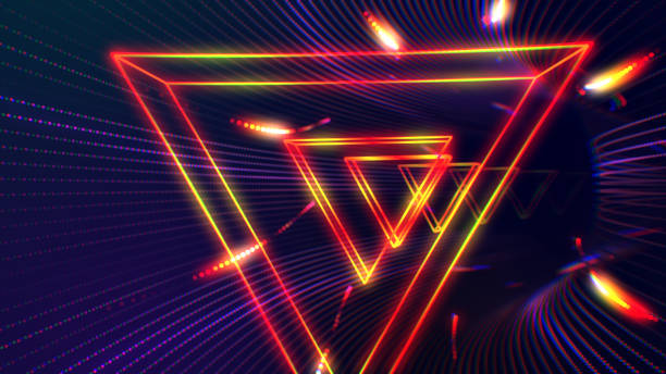 istock Futuristic HUD triangle tunnel VJ illustration. 4K Neon motion graphics for LED 1090353414