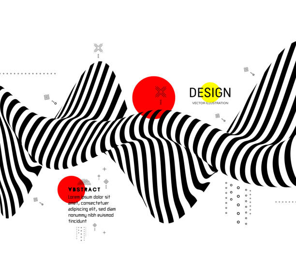 흑인과 백인 디자인입니다. 착시와 패턴입니다. 추상적인 3d 기하학적 배경입니다. 벡터 일러스트입니다. - backgrounds abstract swirl red stock illustrations