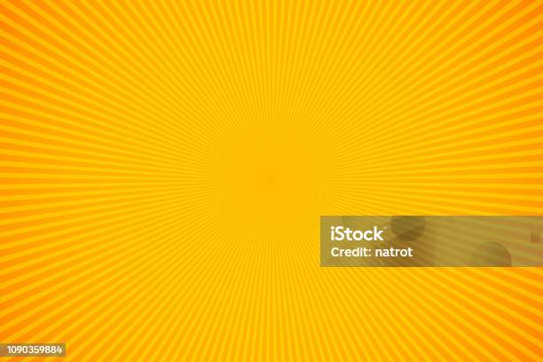 Bright Orange And Yellow Rays Vector Background Stock Illustration - Download Image Now - Backgrounds, Summer, Sun