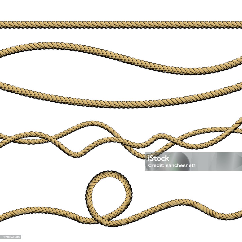 Different Rope Background Set Of Ropes 2 Stock Illustration - Download Image Now - Backgrounds ...