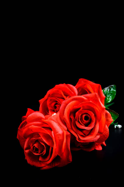 istock Bouquet of red roses on black background 1090362732