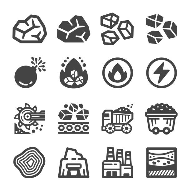 ilustrações de stock, clip art, desenhos animados e ícones de coal icon set - lignite