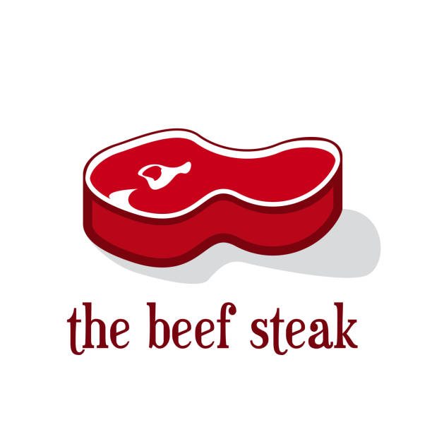illustrazioni stock, clip art, cartoni animati e icone di tendenza di segno vettoriale t-bone, illustrazione piatta di una bistecca di manzo crudo rossa - steak meat t bone steak raw
