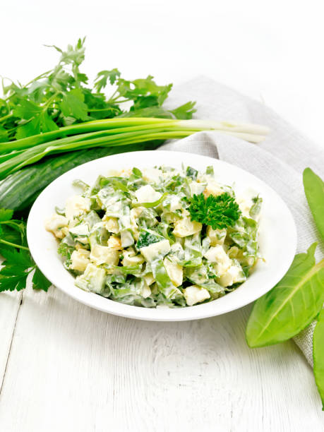 istock Salad with potatoes and sorrel on table 1090372692