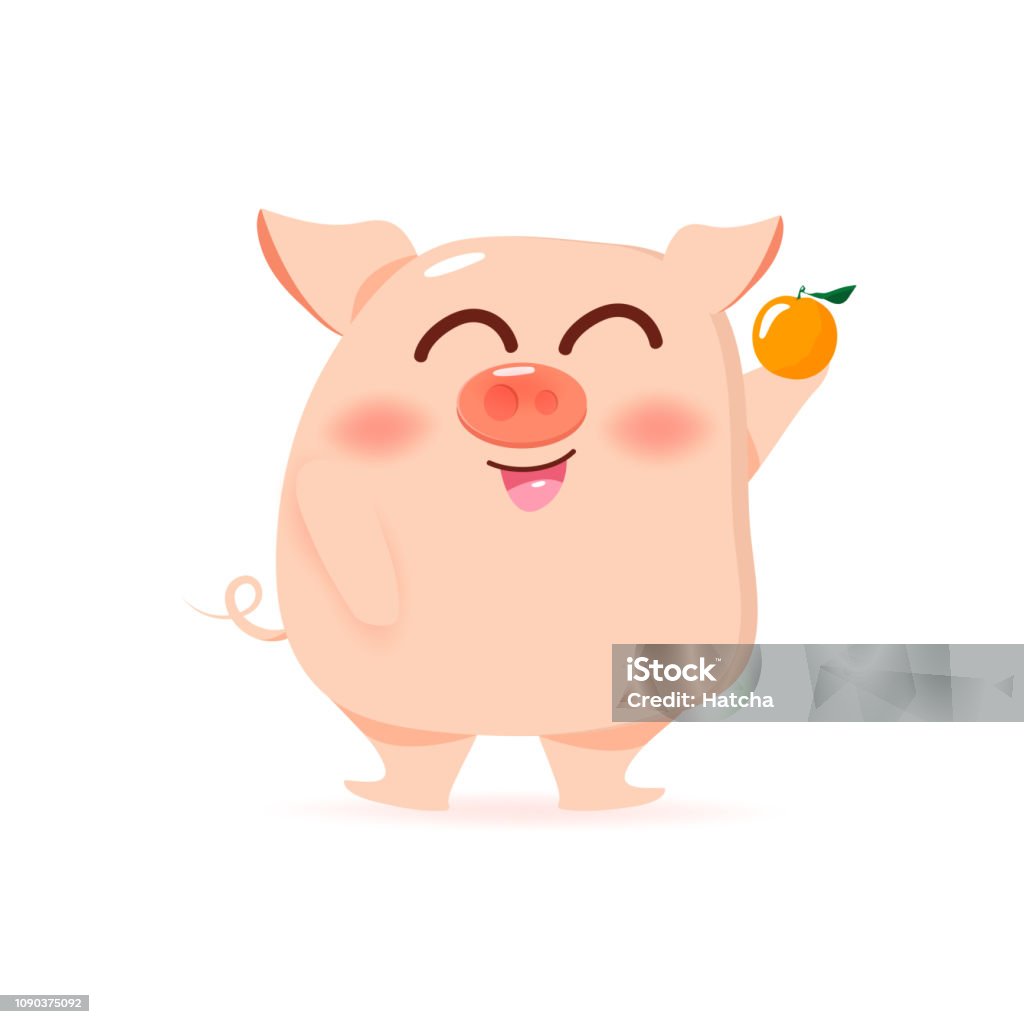 Pig And Orange Cute Cartoon Character Collection Kids And Baby Vector  Illustration Stock Illustration - Download Image Now - iStock