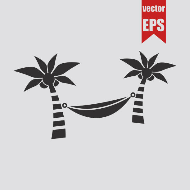 ハンモックのアイコン。ベクトルの図。 - hammock relaxation palm tree outdoors点のイラスト素材／クリップアート素材／マンガ素材／アイコン素材