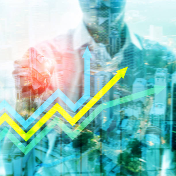 istock Financial growth arrows graph. Investment and trading concept. 1090389072