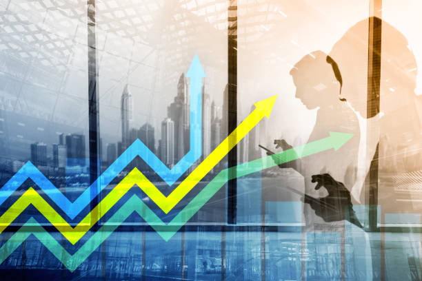 istock Financial growth arrows graph. Investment and trading concept. 1090389074