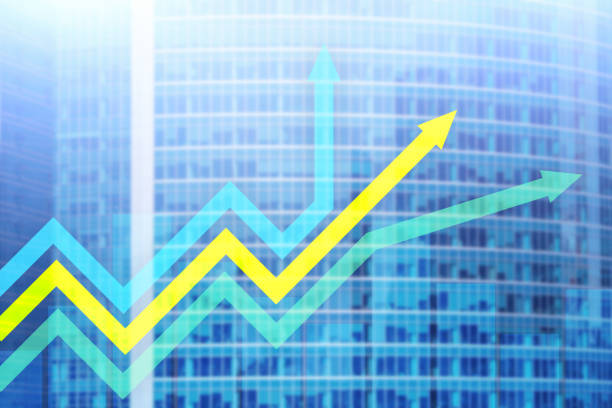 istock Financial growth arrows graph. Investment and trading concept. 1090389090