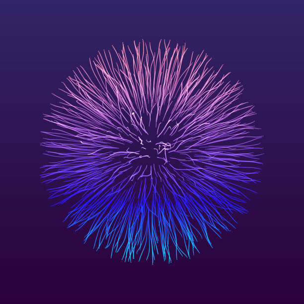 ilustraciones, imágenes clip art, dibujos animados e iconos de stock de esfera abstracta 3d. matriz con partículas dinámicas. elemento de la ciencia y la tecnología moderna. ilustración de vector. - science backgrounds purple abstract