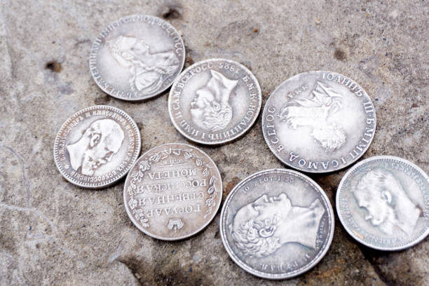 istock Old Russian money and coins . 1090402884