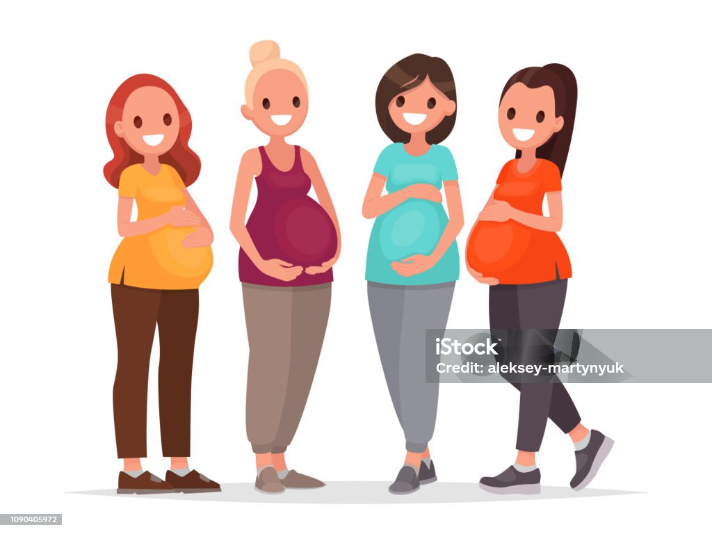 Group of pregnant women. Future mothers in anticipation of the baby. Vector illustration Group of pregnant women. Future mothers in anticipation of the baby. Vector illustration in flat style Pregnant stock vector