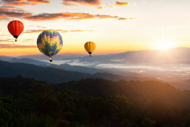 istock Sunset Mountain View has a floating balloon in the sky. 1090410704