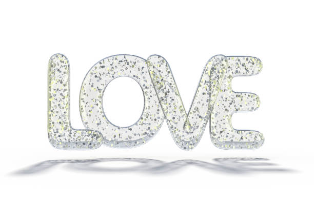 Balloon font part of full set upper case letters LOVE. 3D rendering