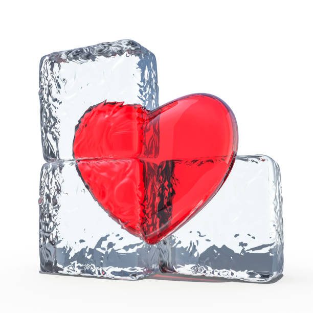 istock Red heart frozen in ice. 3D 1090417252