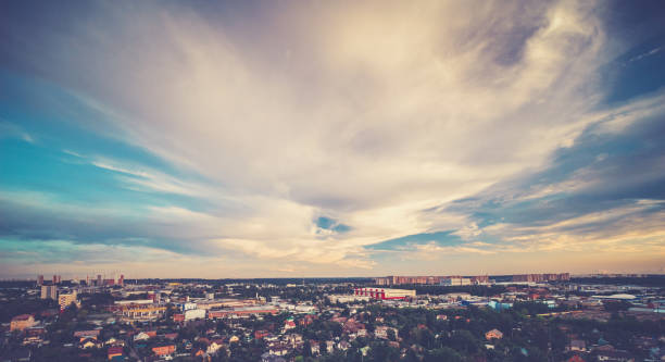 istock Summer city and sky clouds 1090419170