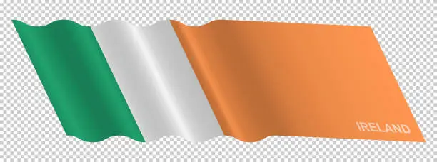 Vector illustration of Vector flag of Ireland waving background