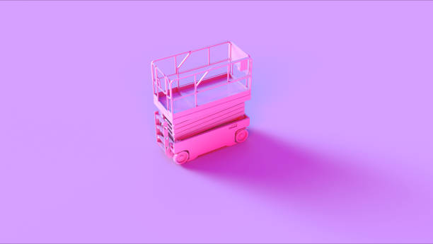 istock Pink Scissor Lift Aerial Work Platform Lowered 1090425174