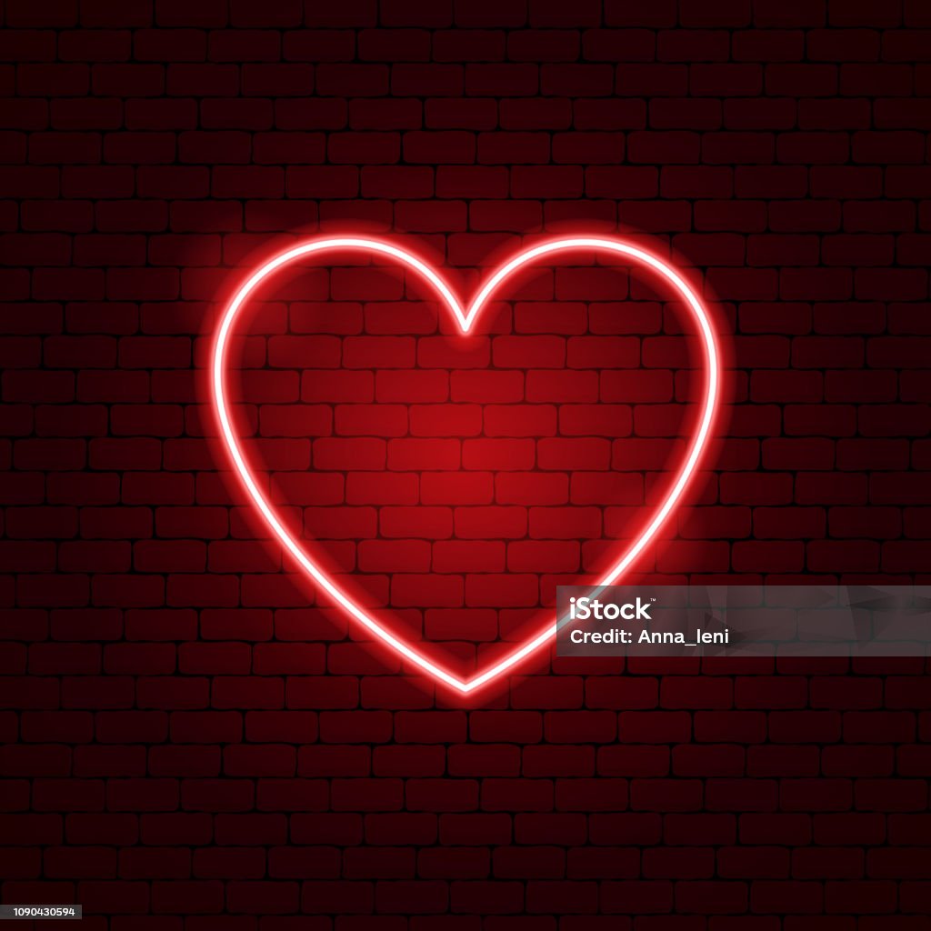 Segno al neon del cuore. - arte vettoriale royalty-free di Simbolo di cuore