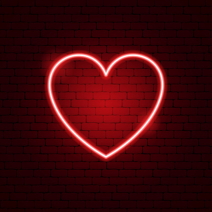 Heart Neon Sign. Vector Illustration of Love Promotion.